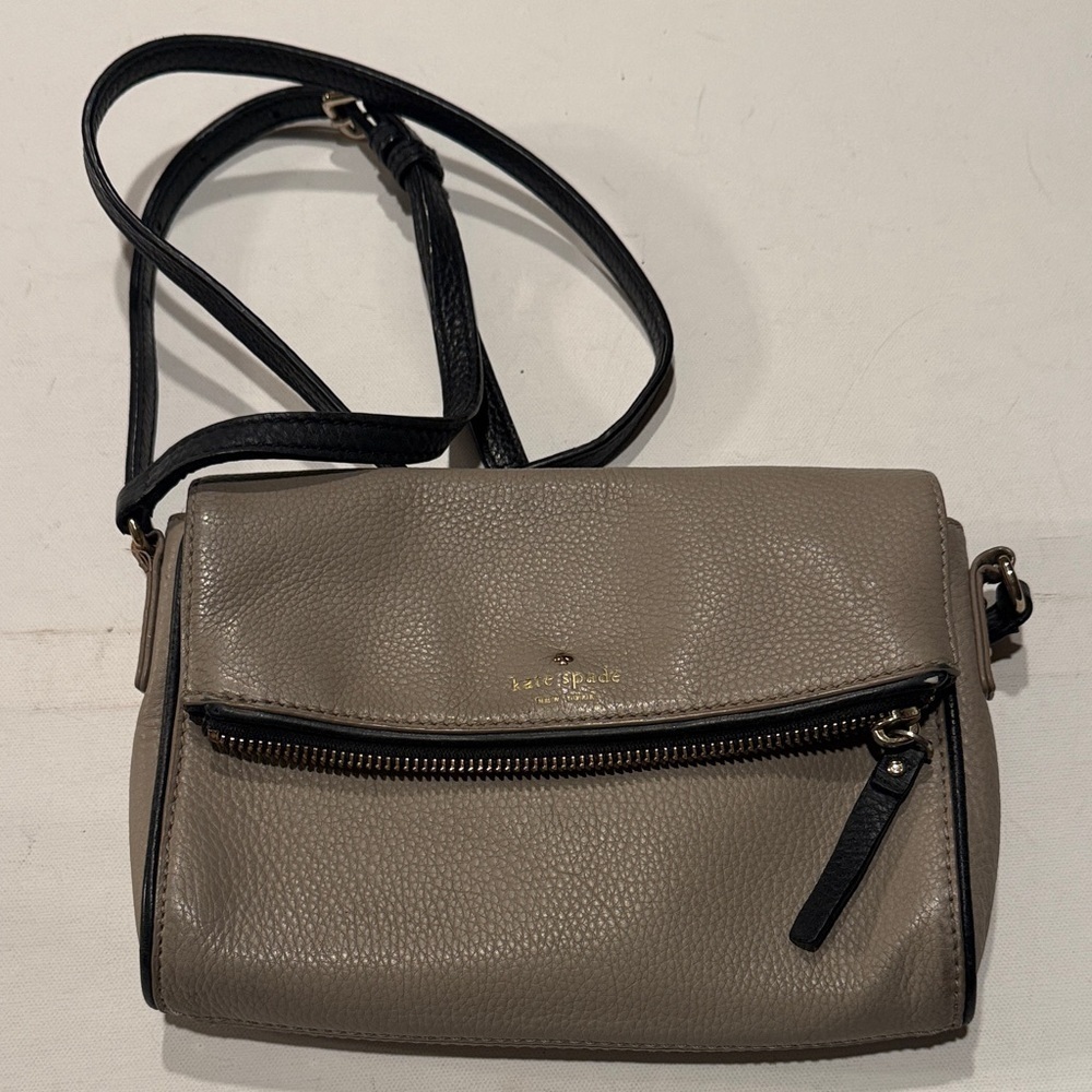 Kate Spade Taupe and Black Crossbody Bag